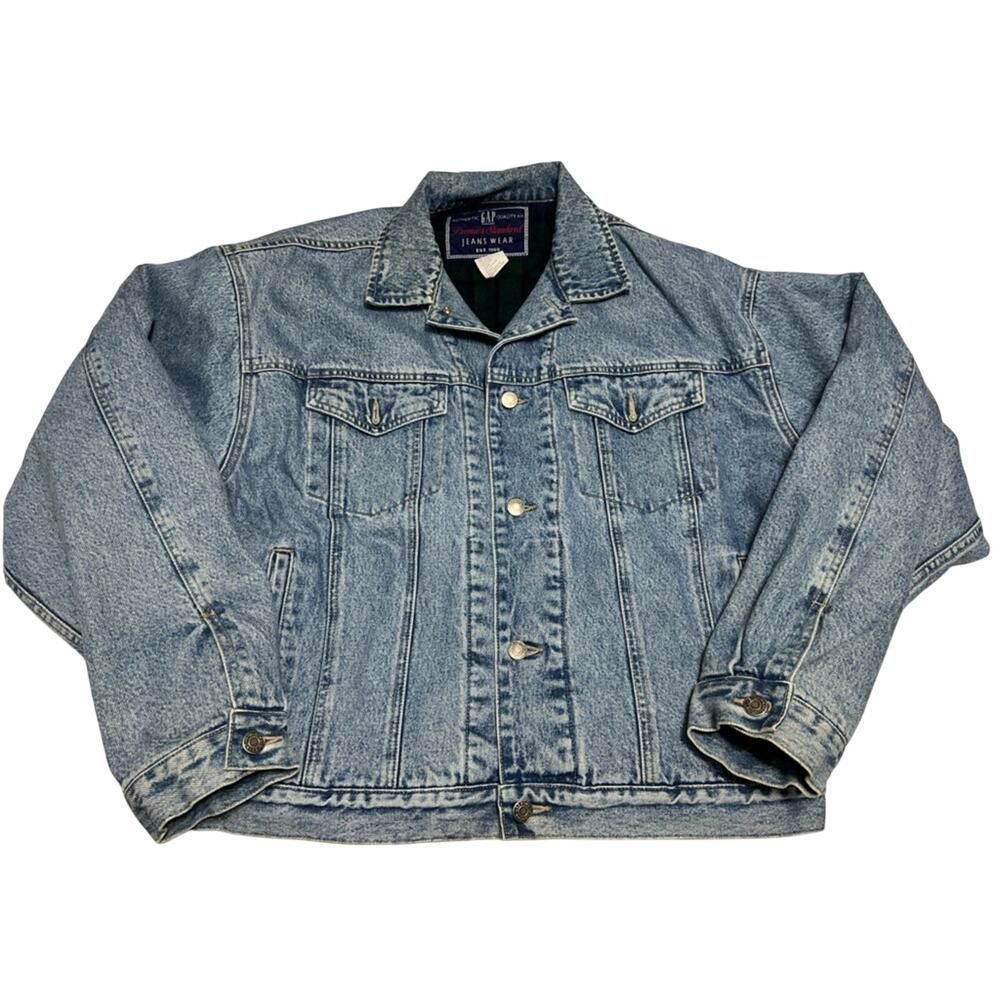 Vintage 90s GAP Denim Jean Jacket Blanket Lined Men's Size L CLEAN